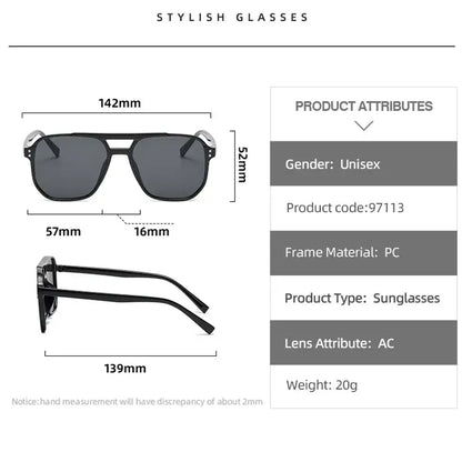 Unisex Square Sunglasses - Classic Style, Lightweight PC Frame, UV400