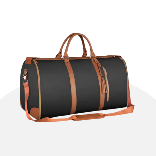 Elegant Weekender Duffel Bag - Stylish Travel Companion with Leather Accents