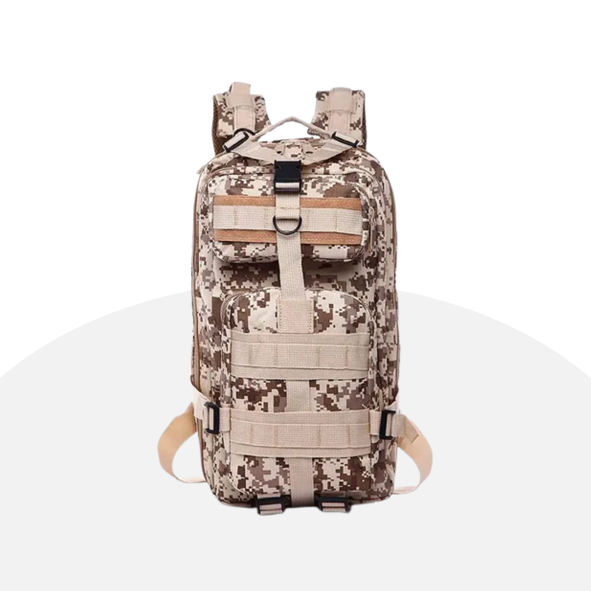 Compact Tactical Backpack - MOLLE, Water-Resistant, Camo Design