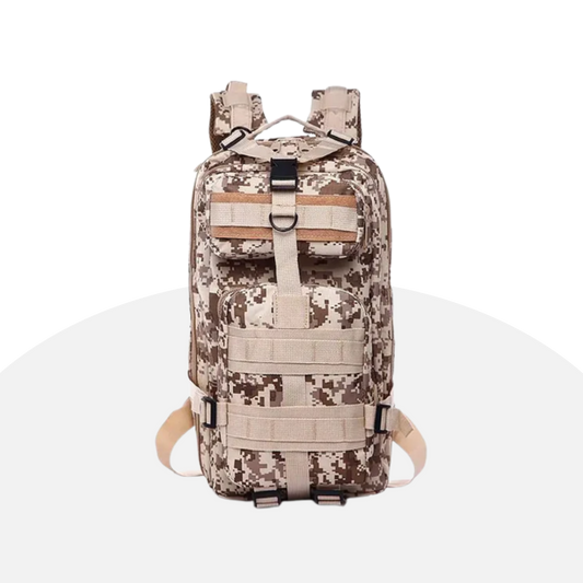 Compact Tactical Backpack - MOLLE, Water-Resistant, Camo Design