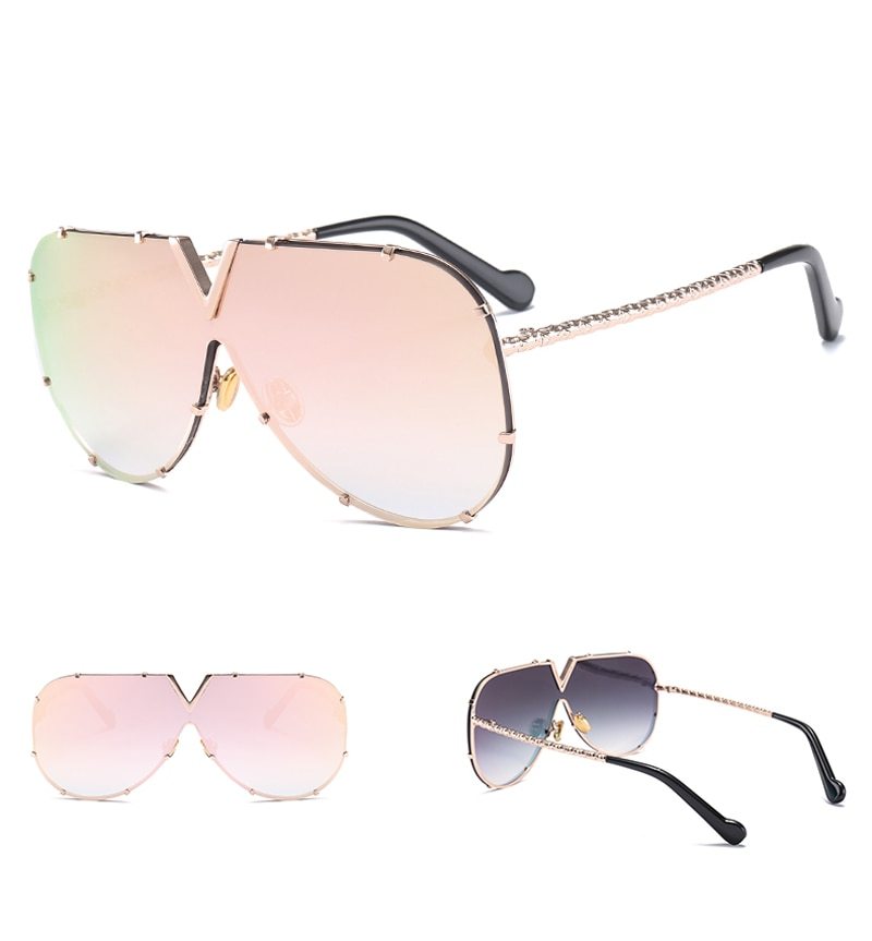 Oversized Aviator Sunglasses | Gradient Lenses | Edgy Metal Frame