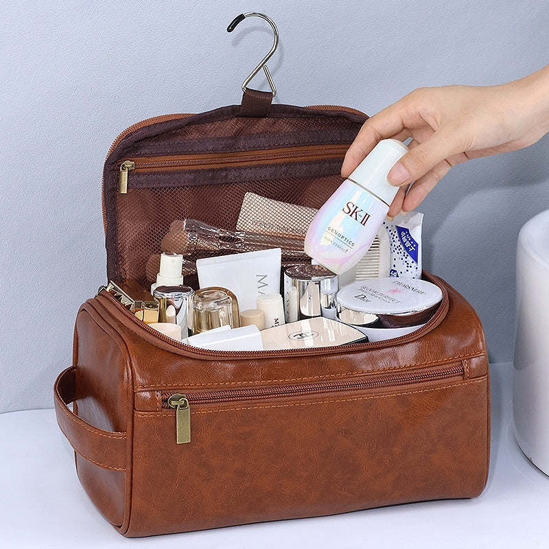 Elegant PU Leather Toiletry Bag for Travel & Home