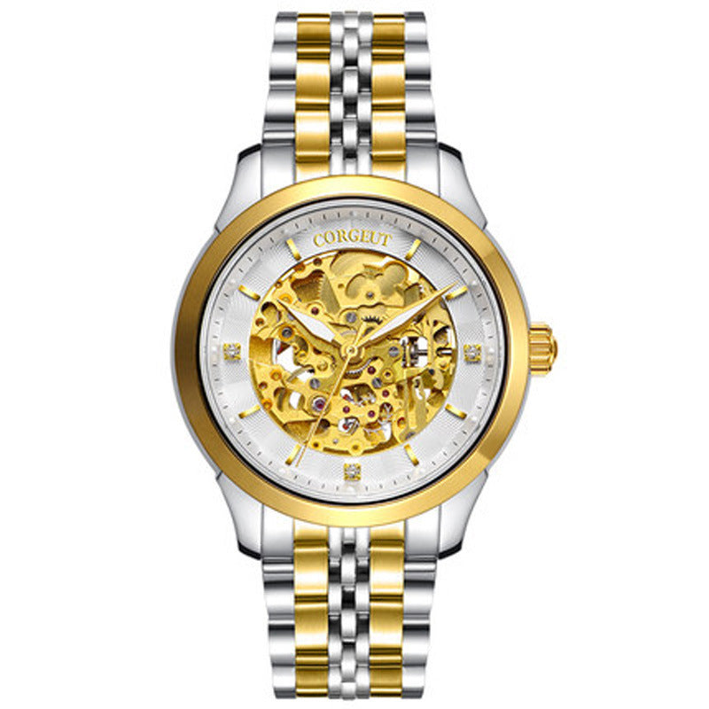 CORGEUT Men's Gold Automatic Watch | Skeleton Dial | Stainless Steel