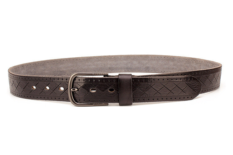 Genuine Leather Belt - Casual Style, Durable, Perfect Fit with Adjustable Buckle