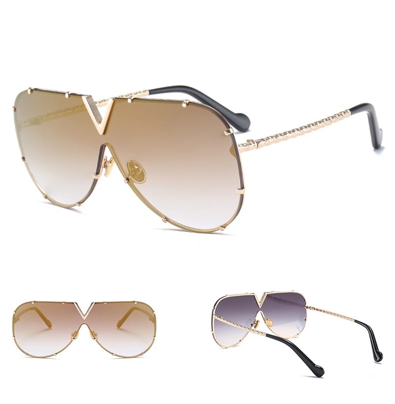 Oversized Aviator Sunglasses | Gradient Lenses | Edgy Metal Frame