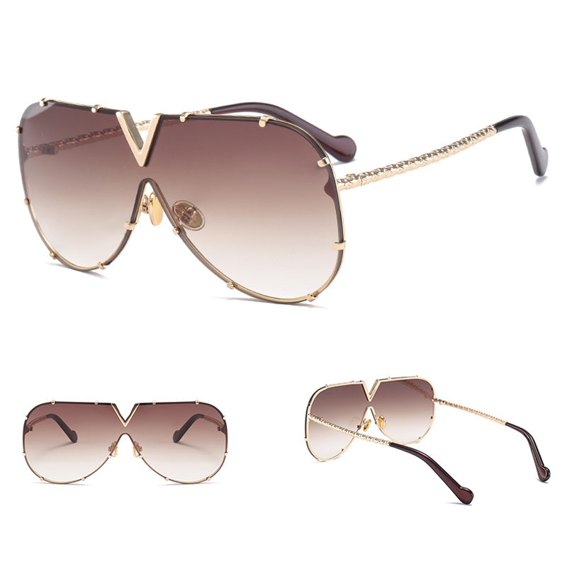 Oversized Aviator Sunglasses | Gradient Lenses | Edgy Metal Frame