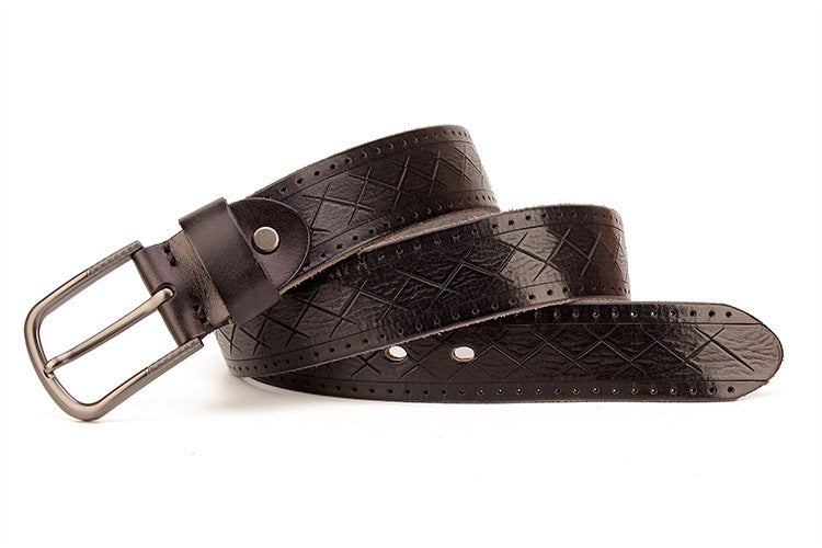 Genuine Leather Belt - Casual Style, Durable, Perfect Fit with Adjustable Buckle