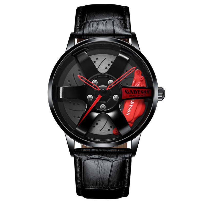 GADYSON Men's Racing-Inspired Watch: Leather, 3D Wheel Design