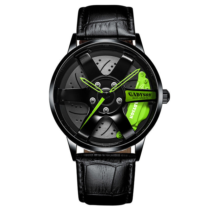 GADYSON Men's Racing-Inspired Watch: Leather, 3D Wheel Design