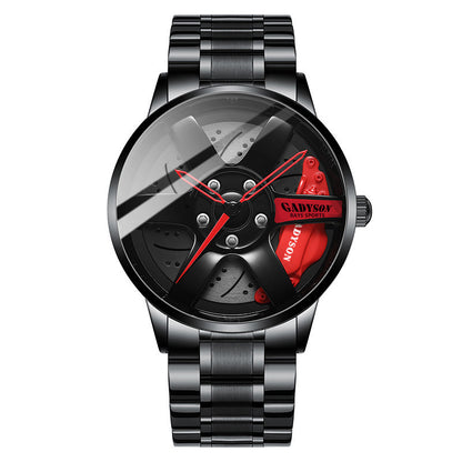 GADYSON Men's Racing-Inspired Watch: Leather, 3D Wheel Design