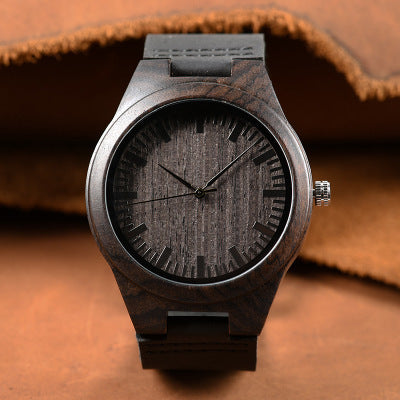 BOBO BIRD Men's Wooden Watch - Classic Style, Natural Ebony Wood