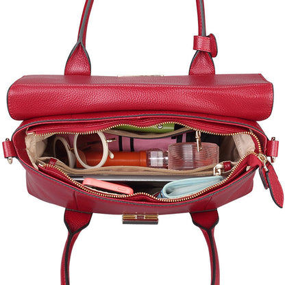 Sophisticated Leather Satchel - Timeless Design, Organized Interior