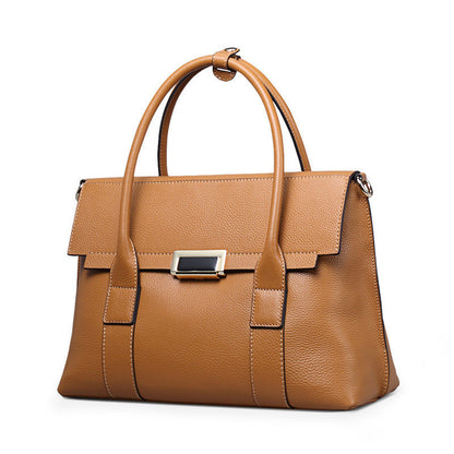 Sophisticated Leather Satchel - Timeless Design, Organized Interior