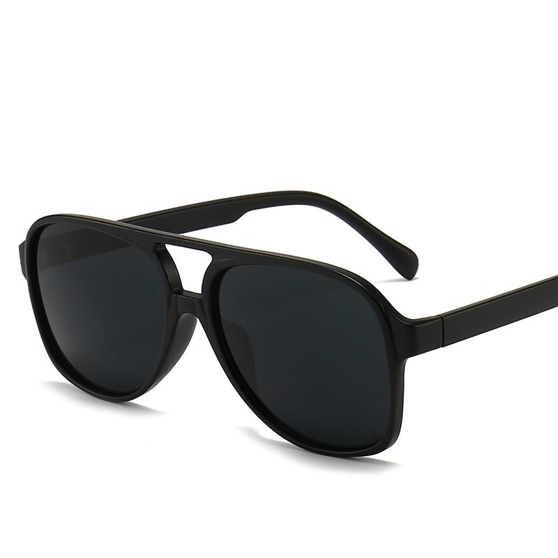 Classic Aviator Sunglasses with Brown Lenses & Black Frame