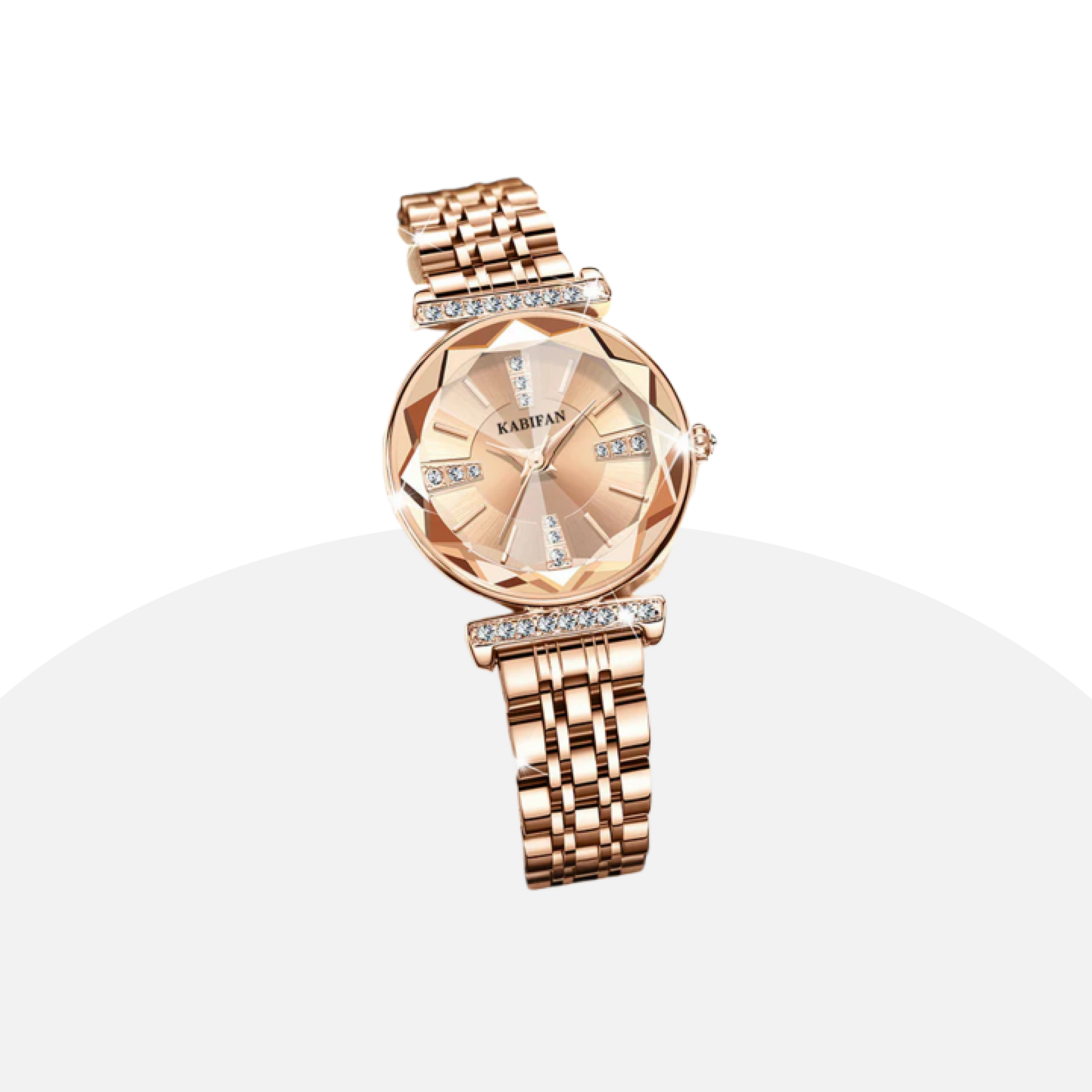 KABIFAN Women's Diamond Watch - Rose Gold, Blue Dial, Elegant Style