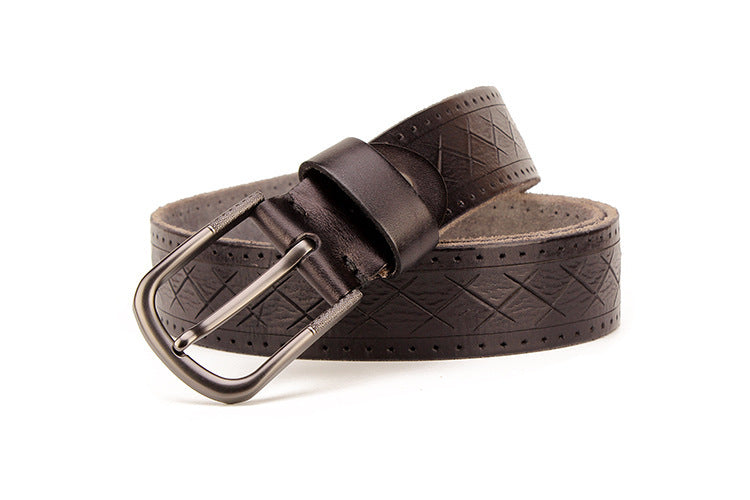 Genuine Leather Belt - Casual Style, Durable, Perfect Fit with Adjustable Buckle