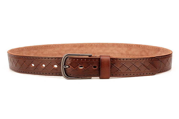 Genuine Leather Belt - Casual Style, Durable, Perfect Fit with Adjustable Buckle