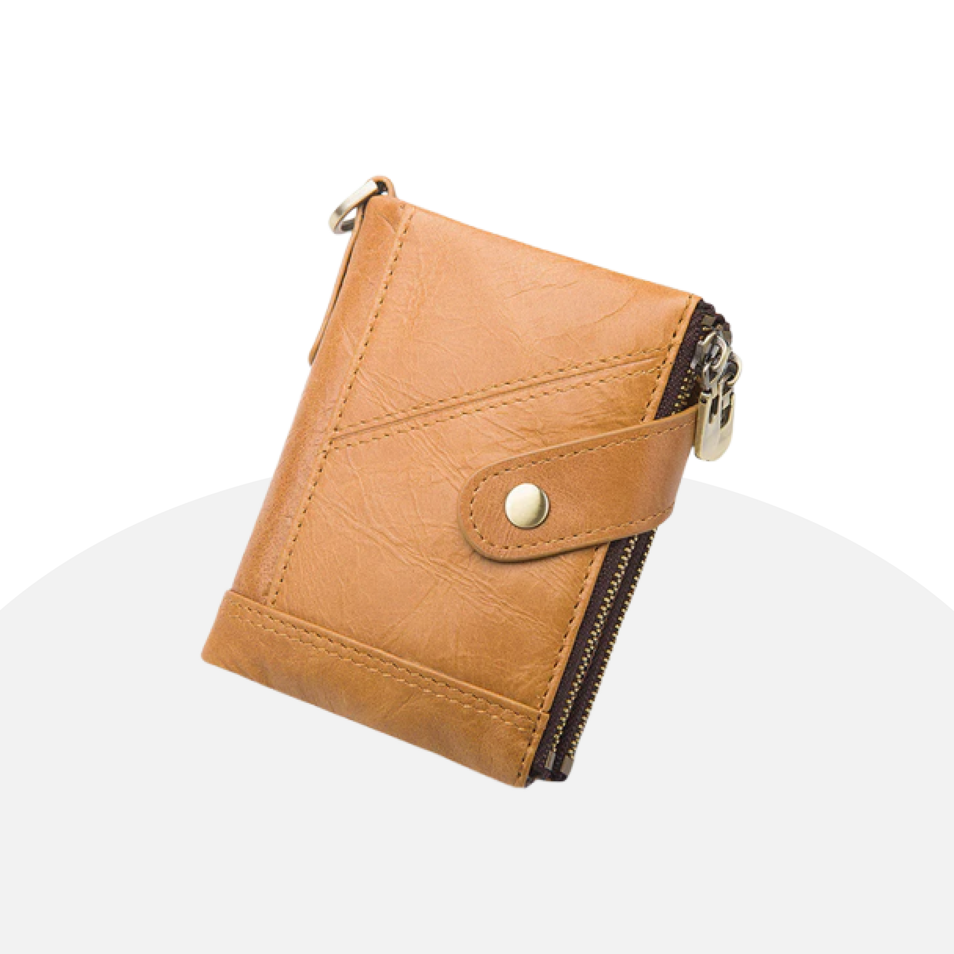 Compact Leather Men's Wallet: Double Zipper, Secure & Stylish