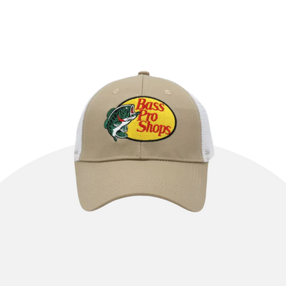 Bass Pro Shops Trucker Hat | Classic Logo | Khaki & Mesh | Unisex