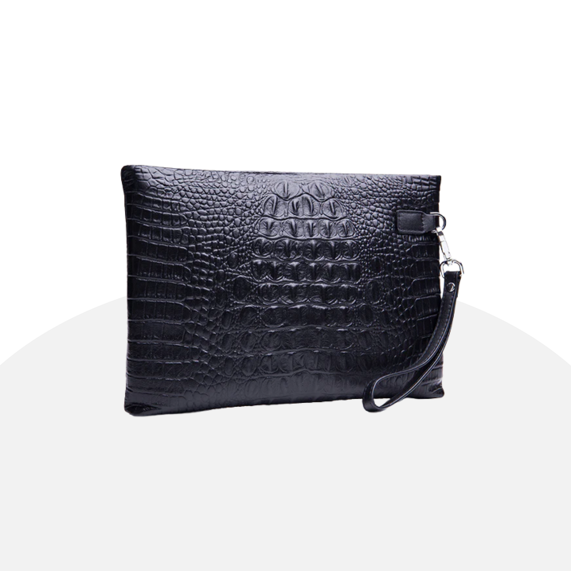 Luxurious Crocodile Embossed Leather Clutch - Stylish, Spacious, Versatile