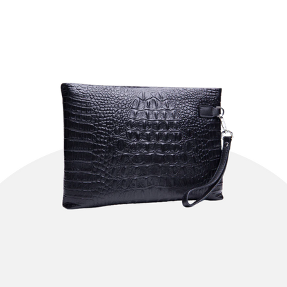 Luxurious Crocodile Embossed Leather Clutch - Stylish, Spacious, Versatile