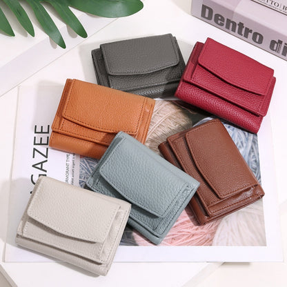 Compact Genuine Leather Wallet Women's Trifold Small Purse