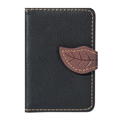 Cute Leaf Design Card Holder Wallet - RFID Blocking, Compact, Red PU Leather