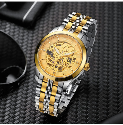 CORGEUT Men's Gold Automatic Watch | Skeleton Dial | Stainless Steel