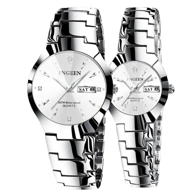 FNGEEN Women's Black Ceramic Watch with Diamond Accents