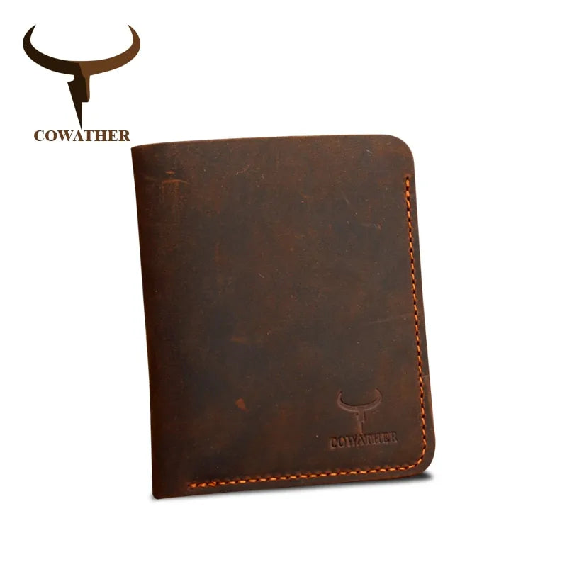 Cowather Men's Genuine Leather Bifold Wallet - Rustic, Durable, RFID