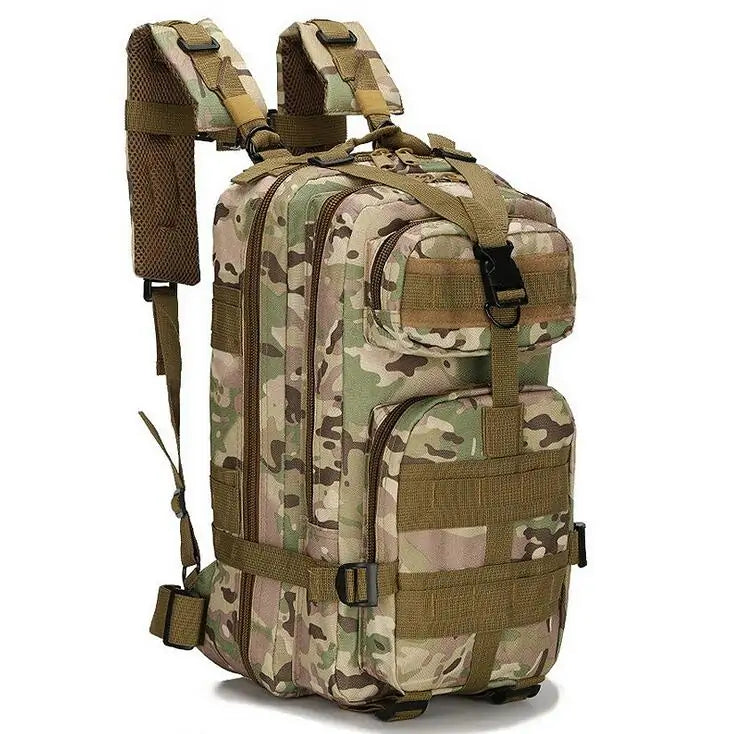 Compact Tactical Backpack - MOLLE, Water-Resistant, Camo Design