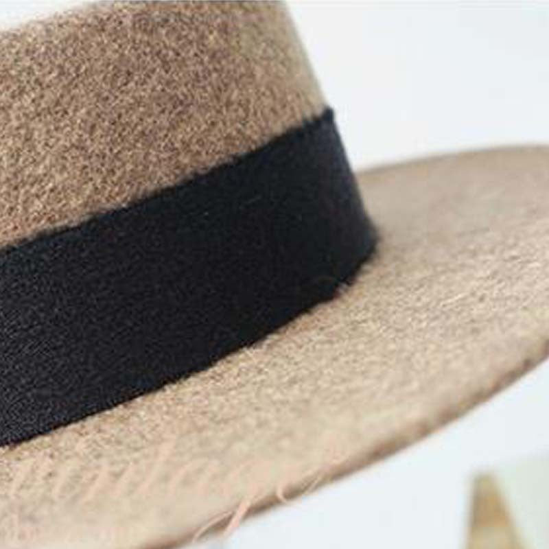 Classic Boater Hat - Wool Felt, Timeless Style, Black Band Accent