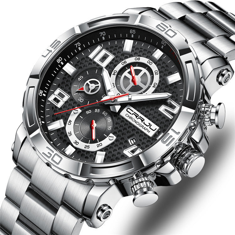 CRRJU Men's Chronograph Watch - Sporty, Stylish, Stainless Steel