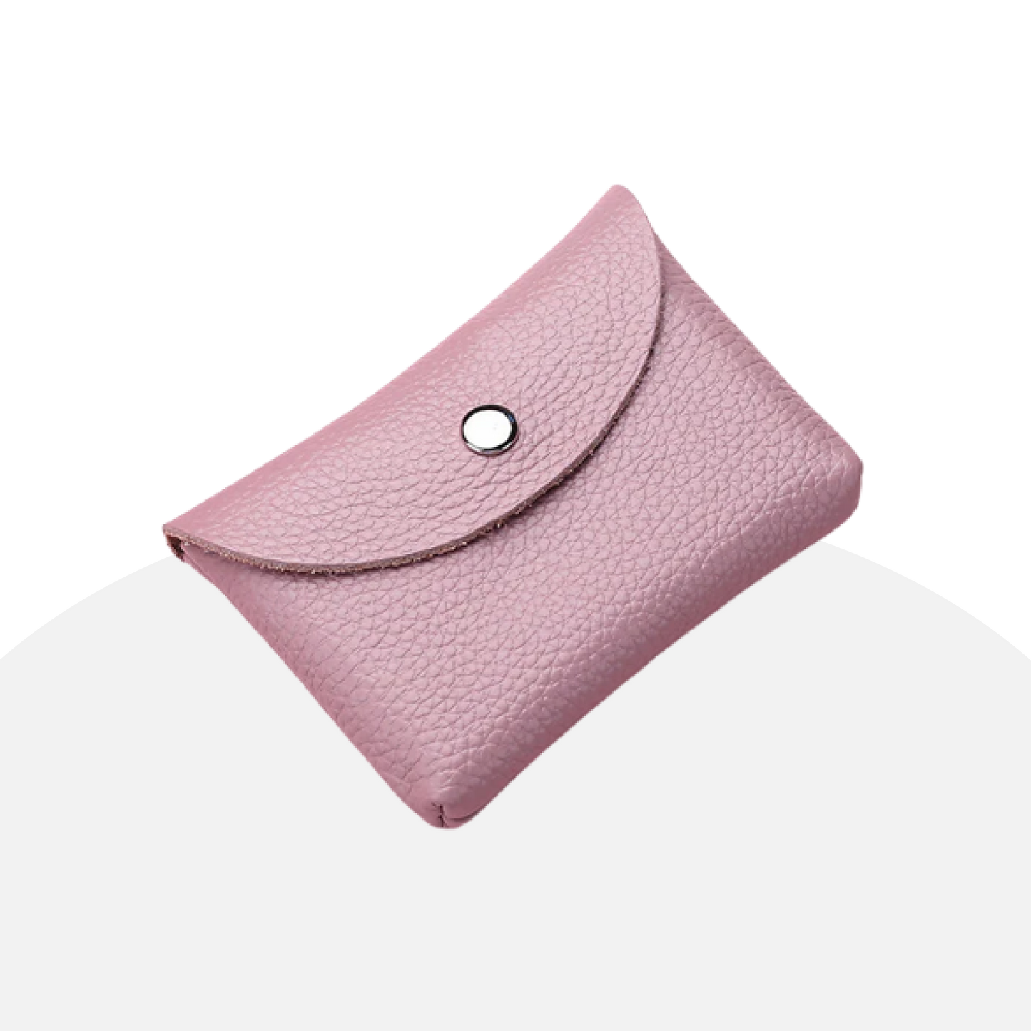 Compact Leather Card Holder Wallet Women's Mini Purse Pink