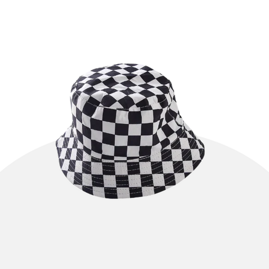 Classic Checkered Bucket Hat: Retro Style, Sun-Ready Shade