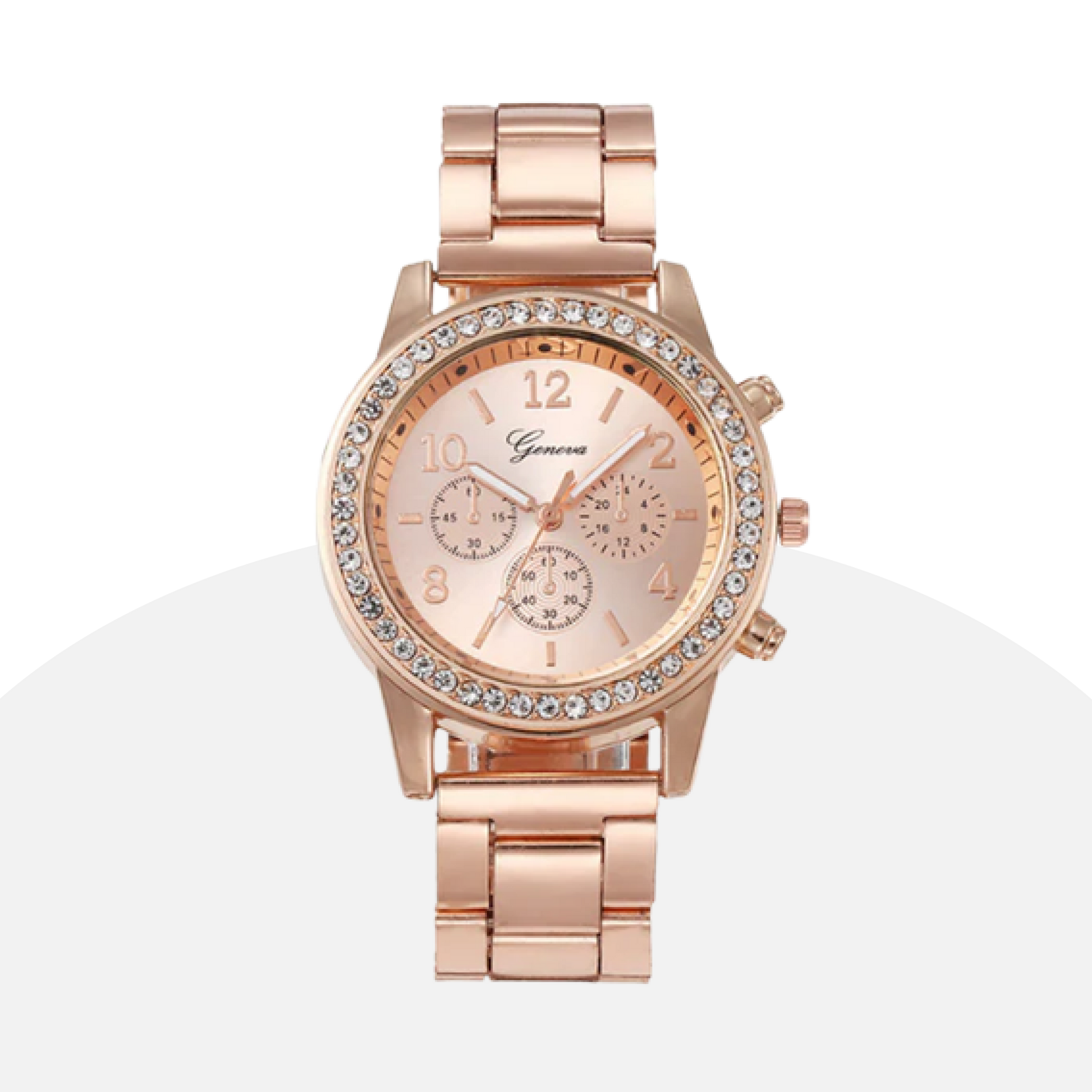 Geneva Women's Gold Watch with Rhinestone Bezel