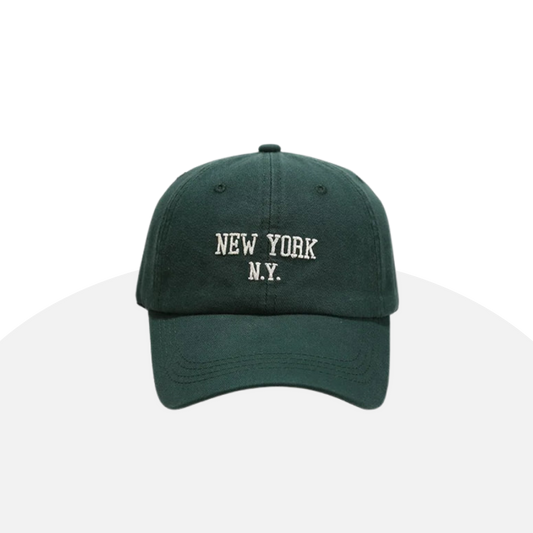 Classic New York Baseball Cap - Green, Embroidered, Adjustable