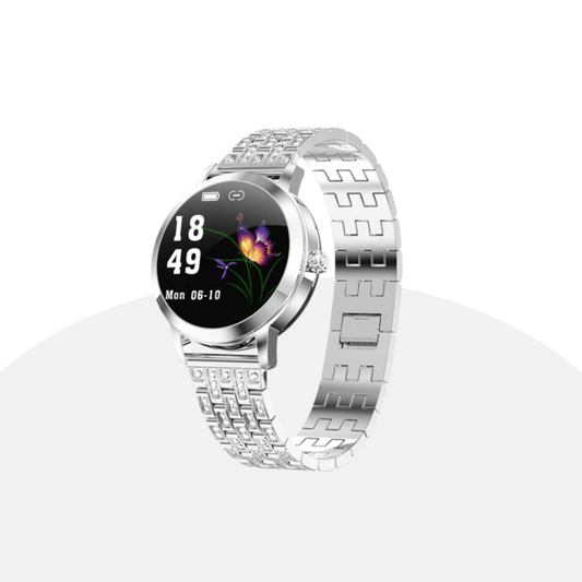 Glamorous Smartwatch with Diamond Accents, Fitness Tracking, and Notifications