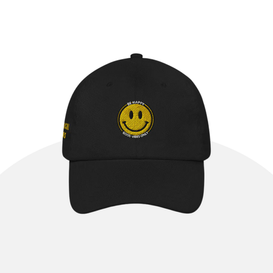 "Be Happy" Smiley Dad Hat - Positive Vibes, Embroidered, Unisex Style