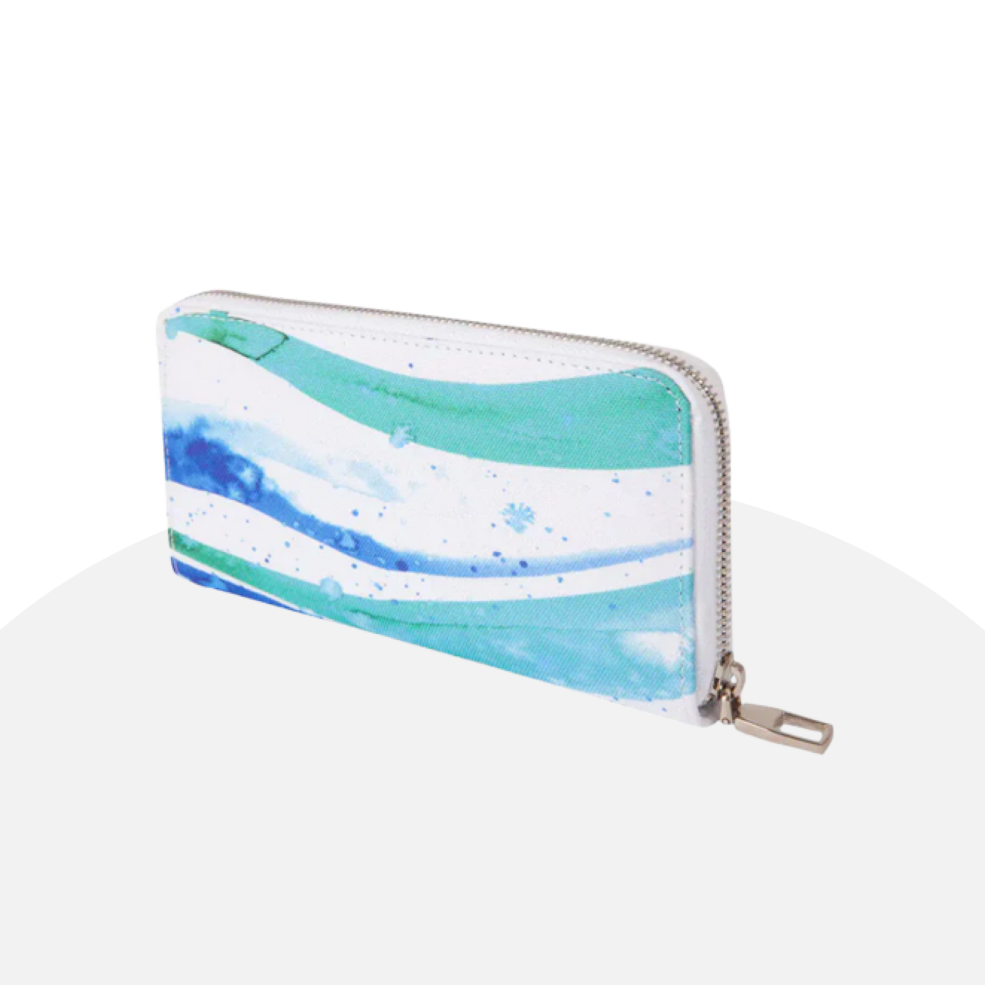 Anemoss Watercolor Waves Wallet , Women's Zippered Clutch Purse