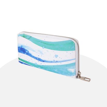 Anemoss Watercolor Waves Wallet , Women's Zippered Clutch Purse