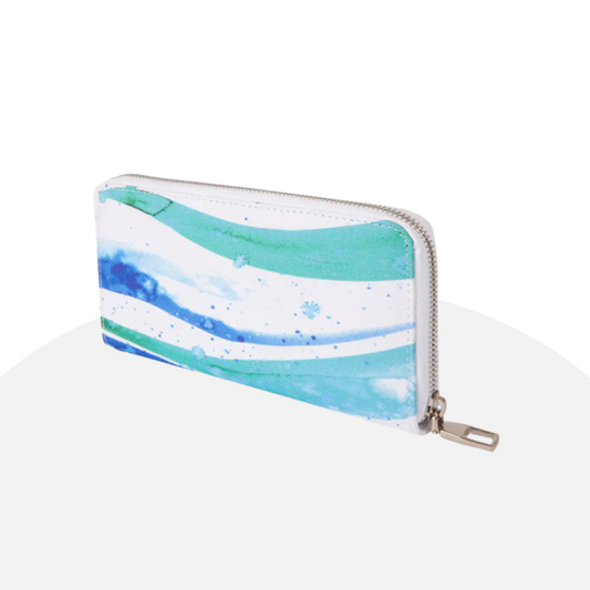 Anemoss Watercolor Waves Wallet , Women's Zippered Clutch Purse