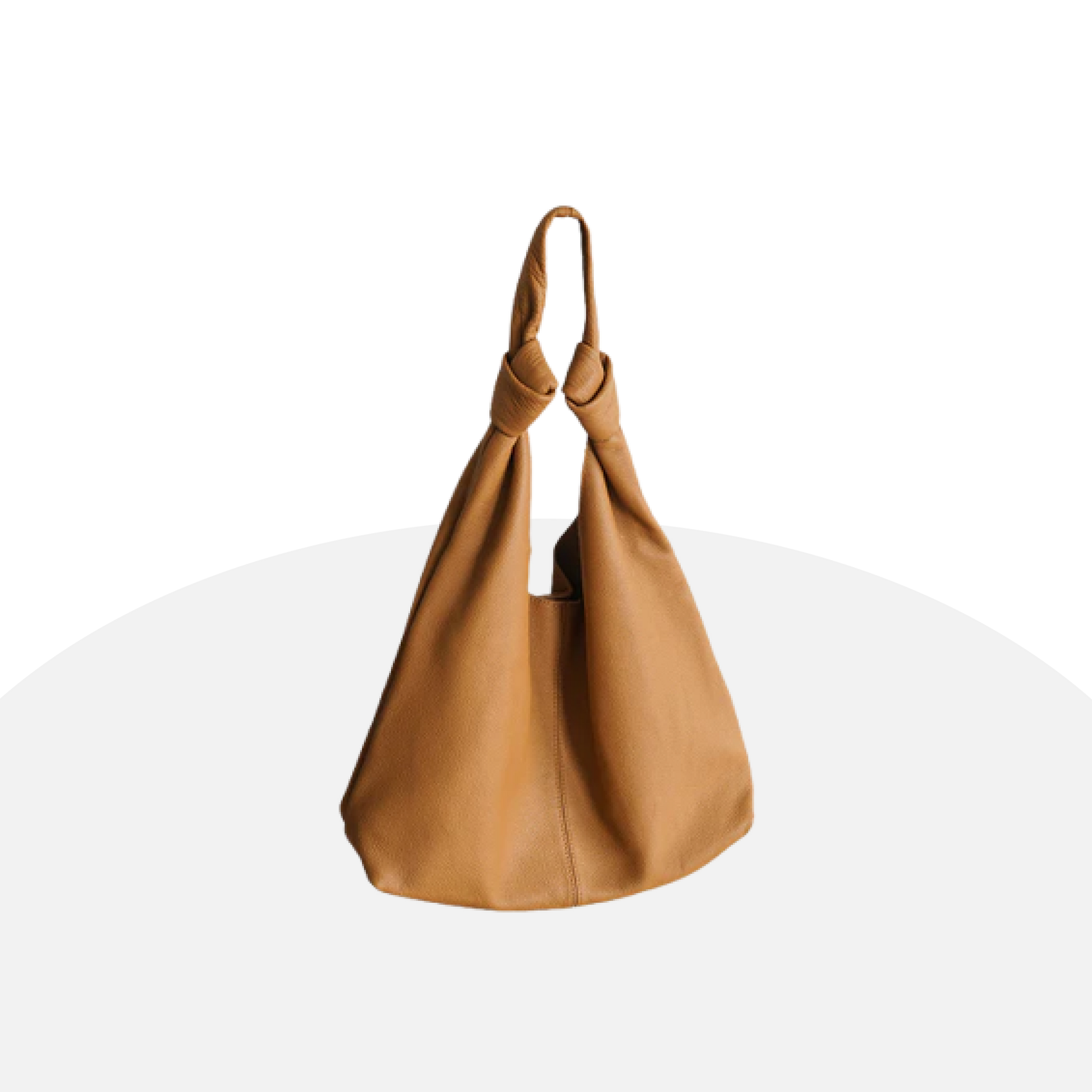 Black Leather Hobo Bag - Knotted Handles, Minimalist Chic