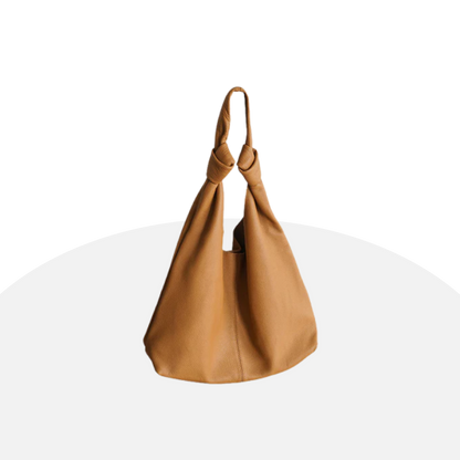 Black Leather Hobo Bag - Knotted Handles, Minimalist Chic