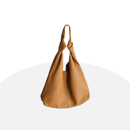 Black Leather Hobo Bag - Knotted Handles, Minimalist Chic