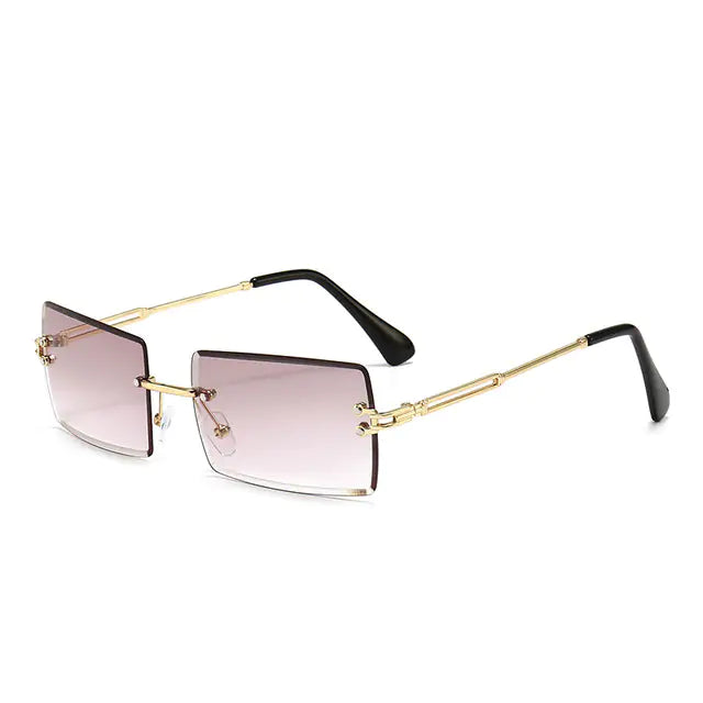 Edgy Rimless Rectangle Sunglasses - UV400, Lightweight, Fashion-Forward