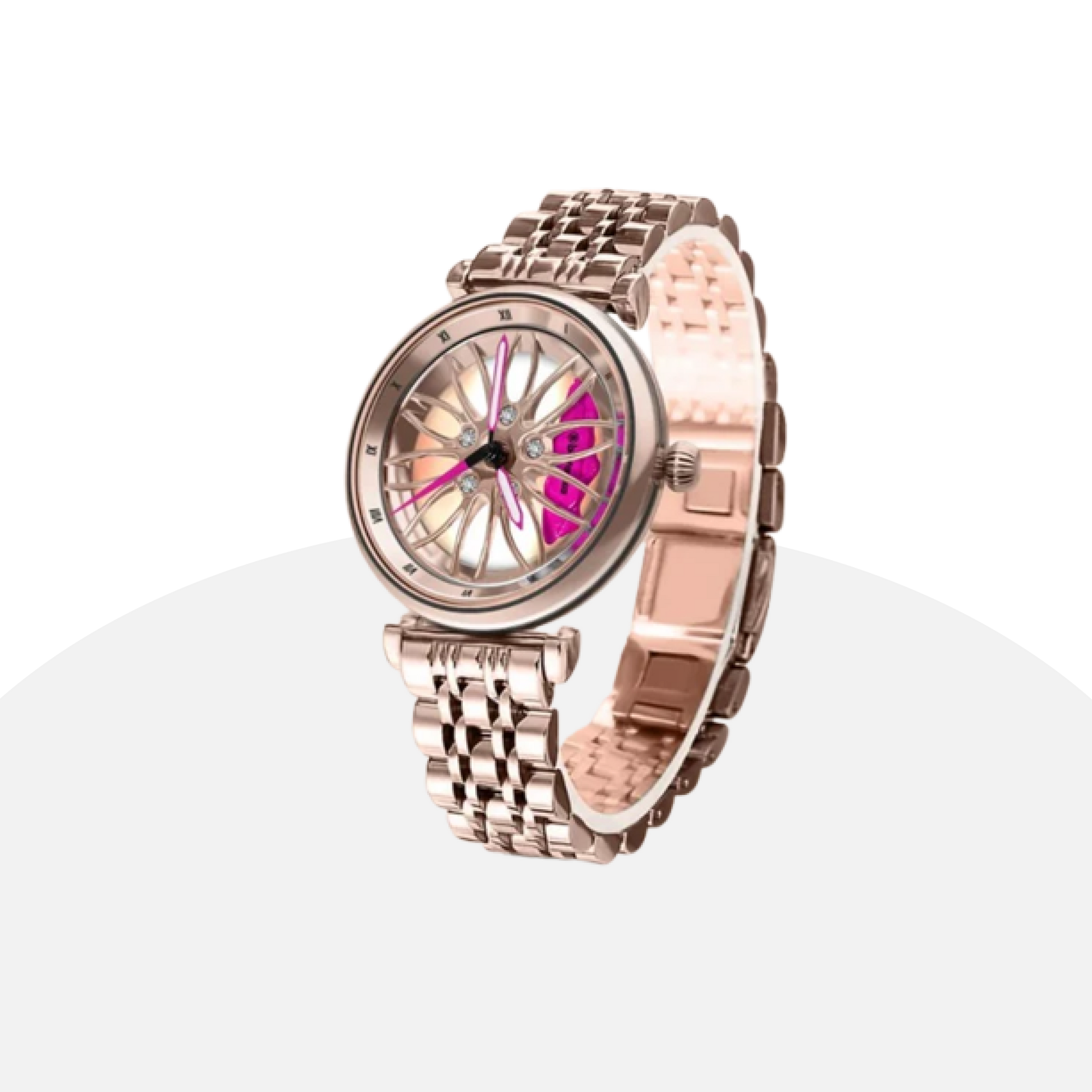 Wheel Watch - Unique Design, Diamond Accent, Women's Fashion