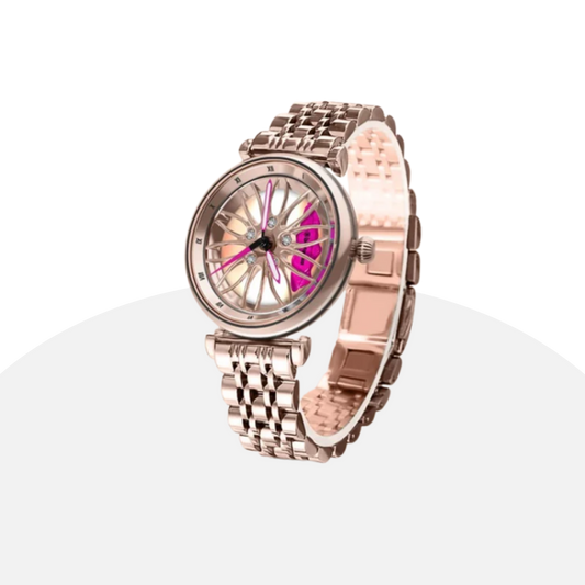 Wheel Watch - Unique Design, Diamond Accent, Women's Fashion