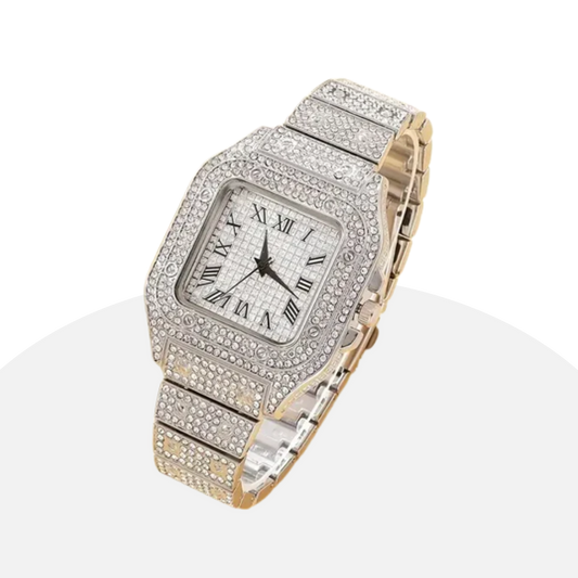 Iced-Out Watch & Bracelet Set - Luxury Women's Gift