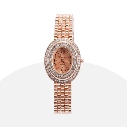 Ketime Women's Rose Gold Oval Watch Diamond Quartz Elegant Fashion